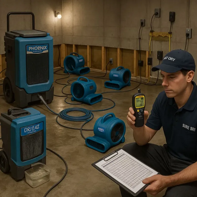 Structural Drying and Dehumidification process in Glendale Heights, IL